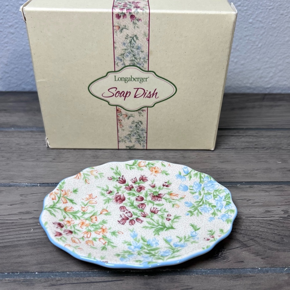Longaberger 2001 NEW Porcelain Mother's Day‎ Soap Dish/trinket Vintage Blossoms